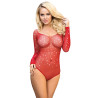 Subblime - 952303 Body Shiny Grill Avec Épaules Dénudées Manches Longues Rouge Taille Unique
